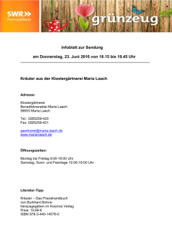 Infoblatt zur Sendung am Donnerstag, 23. Juni 2016 von