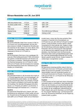 Börsen-Newsletter vom 20. Juni 2016
