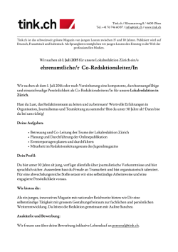 ehrenamtliche/r Co-Redaktionsleiter/In