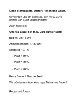 innen und G&auml;ste, wir werden uns am Samstag, den