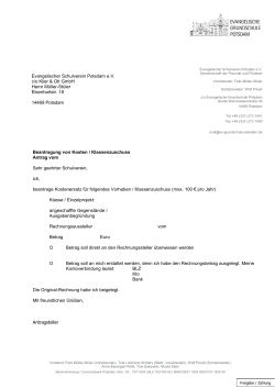 Beantragung von Kosten / Klassenzuschuss Antrag vom Sehr