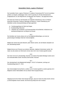 Humanit&auml;rer Verein &bdquo;Lugina e Presheves&ldquo;