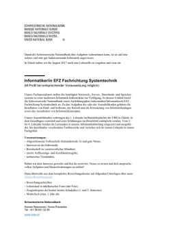 Informatiker/in EFZ Fachrichtung Systemtechnik