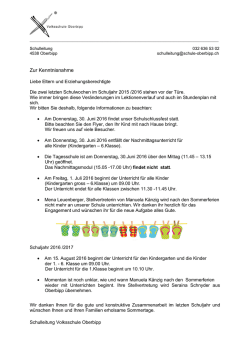 Informationsblatt Schulschluss