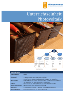 Unterrichtseinheit Photovoltaik