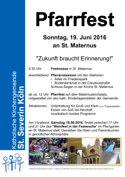 Sonntag, 19. Juni 2016 an St. Maternus "Zukunft braucht Erinnerung!"