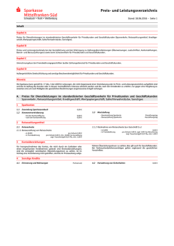 Preis- und Leistungsverzeichnis - Sparkasse Mittelfranken-S&uuml;d