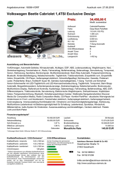 Volkswagen Beetle Cabriolet 1,4TSI Exclusive Design
