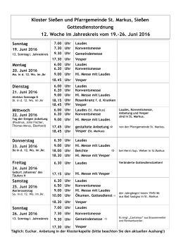 Gottesdienstplan