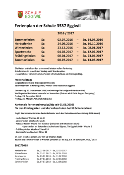 Ferienordnung 2016-2017