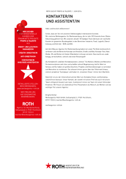 kontakter/in und assistent/in - Roth | Agentur für Markenwerbung