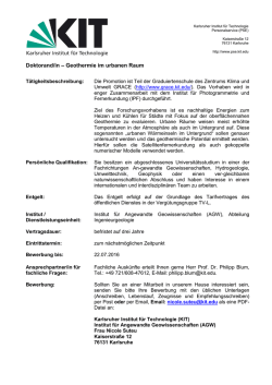 Doktorand/in &ndash; Geothermie im urbanen Raum - PSE