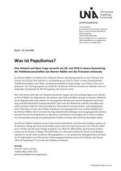 PD 92-16 Kraus-Populismus-Vortrag - Pressestelle der Universität