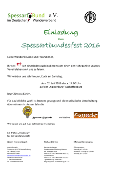 Einladung Spessartbundesfest 2016