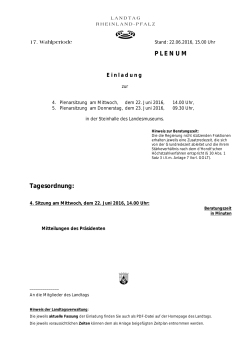 Einladung zur Plenarsitzung - Landtag Rheinland