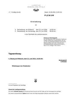 Einladung zur Plenarsitzung - Landtag Rheinland