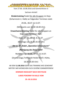 Kindertraining findet für alle Gruppen im Dojo (Scharrenstr.2, Halle