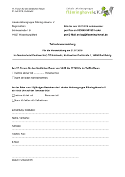 Anmeldeformular - Lokale Aktionsgruppe Fläming Havel