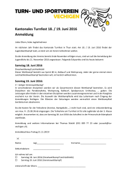 Kantonales Turnfest 18. / 19. Juni 2016 Anmeldung - TSV