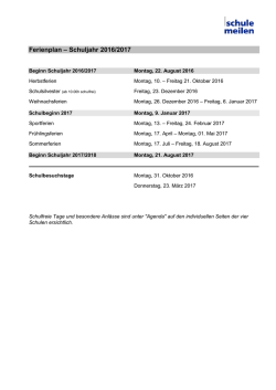 Ferienplan – Schuljahr 2016/2017