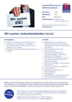 Page 1 Herzlich Willkommen bei AGRO International Wir suchen