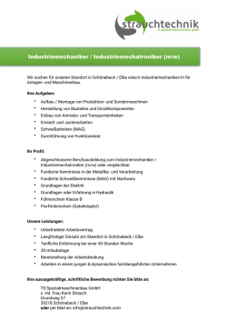 Industriemechaniker / Industriemechatroniker (m/w)