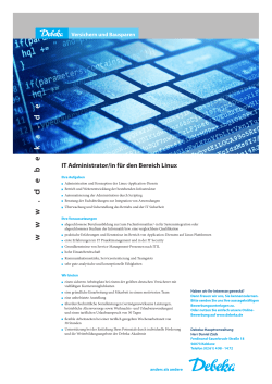 IT Administrator/in f&uuml;r den Bereich Linux