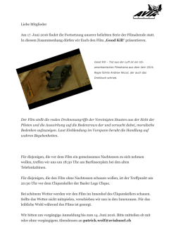 Liebe Mitglieder Am 17. Juni 2016 findet die Fortsetzung unserer