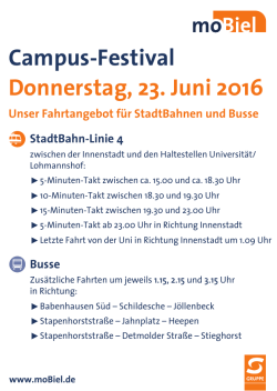 Campus-Festival Donnerstag, 23. Juni 2016