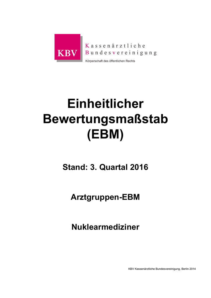 Ebm Nuklearmedizin 3 Quartal 2016