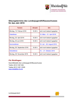 Sitzungstermine Landesjugendhilfeausschuss 2016