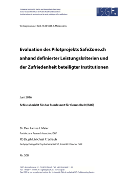 Evaluation des Pilotprojekts SafeZone.ch anhand definierter