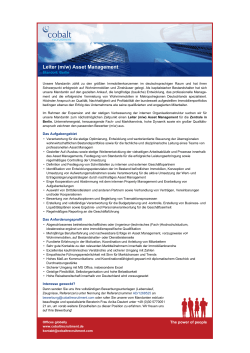 Leiter (m/w) Asset Management - IZ-Jobs