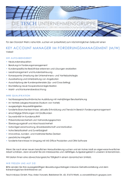 KEY ACCOUNT MANAGER IM FORDERUNGSMANAGEMENT (M/W)
