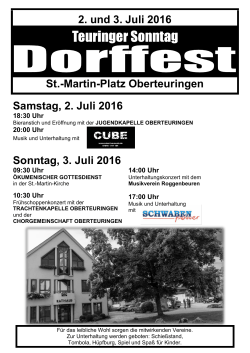 2. und 3. Juli 2016 St.-Martin-Platz Oberteuringen Samstag, 2. Juli