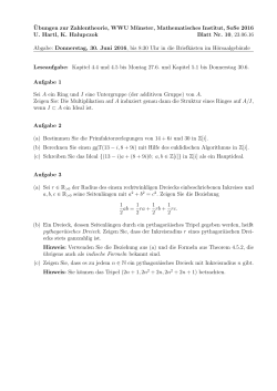 ¨Ubungen zur Zahlentheorie, WWU Münster, Mathematisches Institut