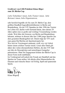 Grußwort von LSB-Präsident Klaus Böger