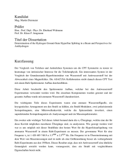 Kandidat Prüfer Titel der Dissertation Kurzfassung