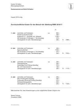 Durchschnittliche Kosten f&uuml;r den Besuch der Abteilung WMS 2016/17