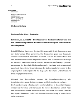 Medienmitteilung Kantonsschule Olten – Baubeginn Solothurn, 23