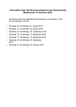 Information &uuml;ber die Wochenendsperren der Donaubr&uuml;cke