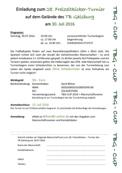 Einladung zum 28. Freizeitkicker-Turnier