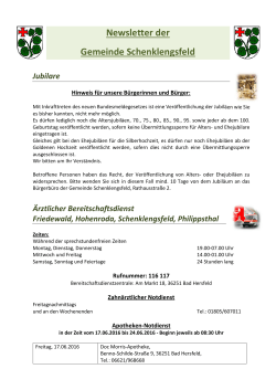 Newsletter der Gemeinde Schenklengsfeld