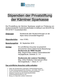 Stipendien der Privatstiftung der Kärntner Sparkasse - Alpen