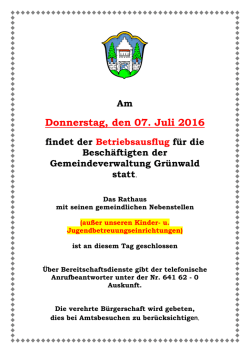 Donnerstag, den 07. Juli 2016