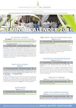 seminarkalender 2016 - Seminarinstitut Dr. Scheib, Ärzteseminare