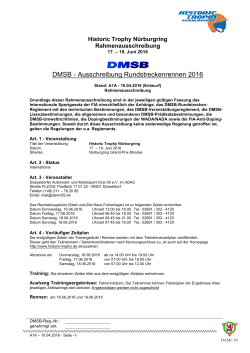 DMSB Ausschreibung Historic Trophy Nürburgring