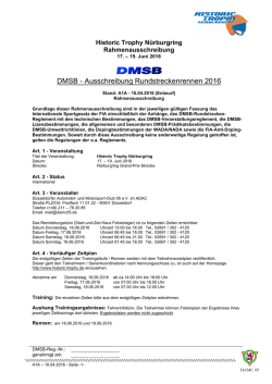 DMSB Ausschreibung Historic Trophy N&uuml;rburgring