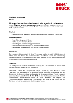 Mittagstischzubereiterinnen/ Mittagstischzubereiter