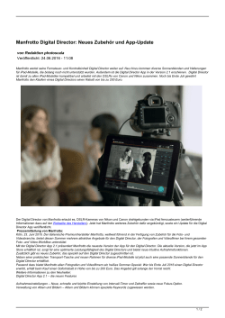 Manfrotto Digital Director: Neues Zubehör und App